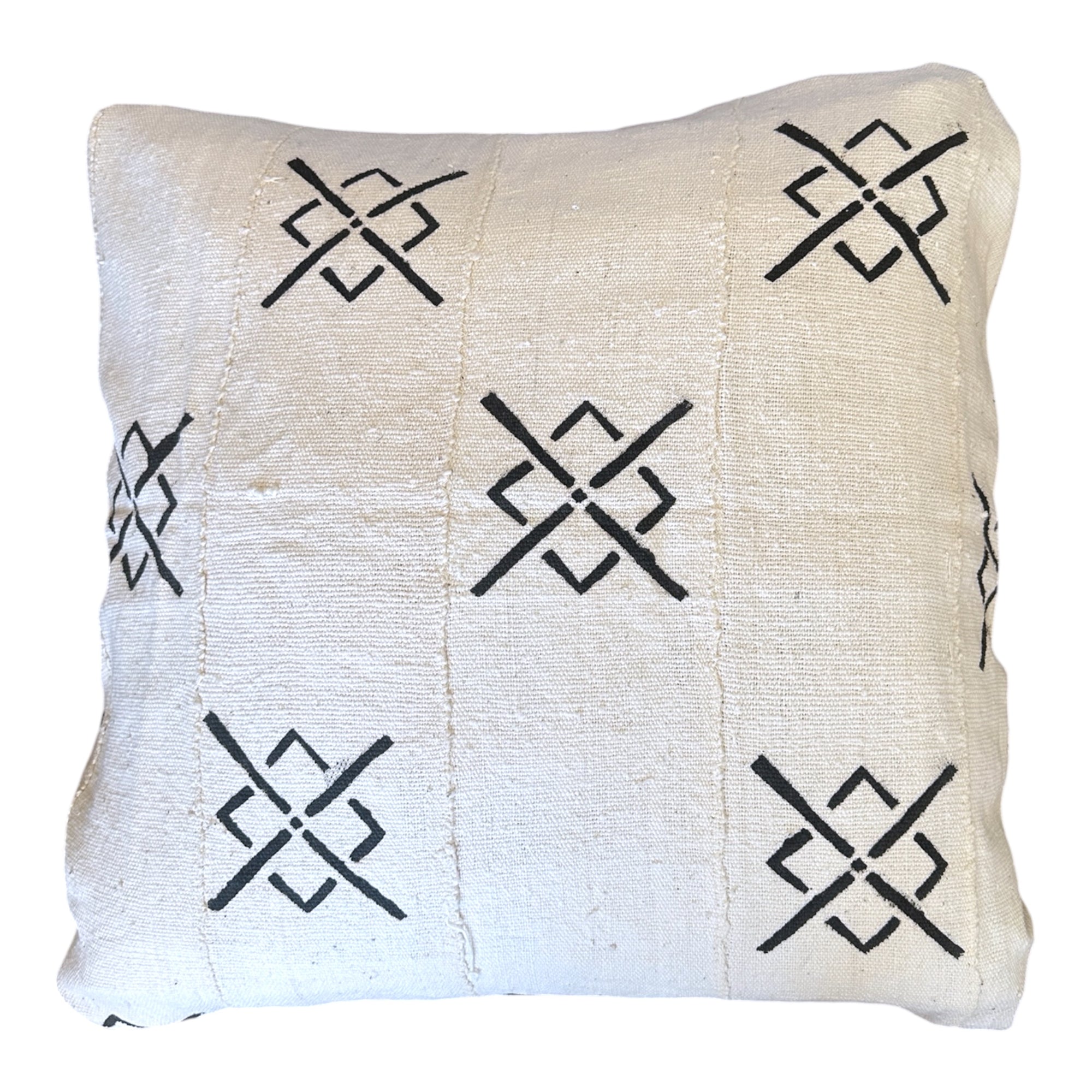 African Mudcloth Cushion/Scatters - White 60x60cm