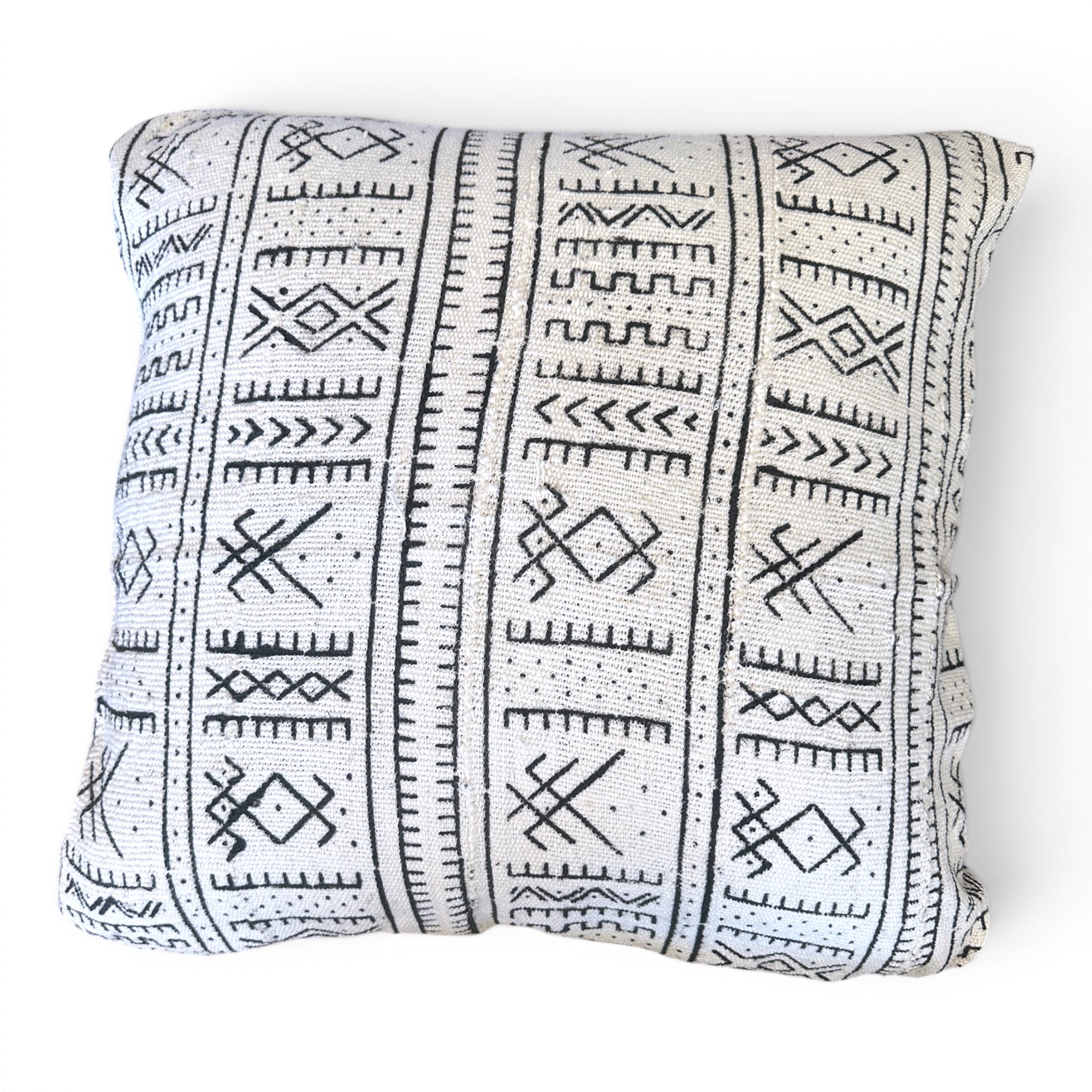 African Mudcloth Cushion/Scatters - White 60x60cm