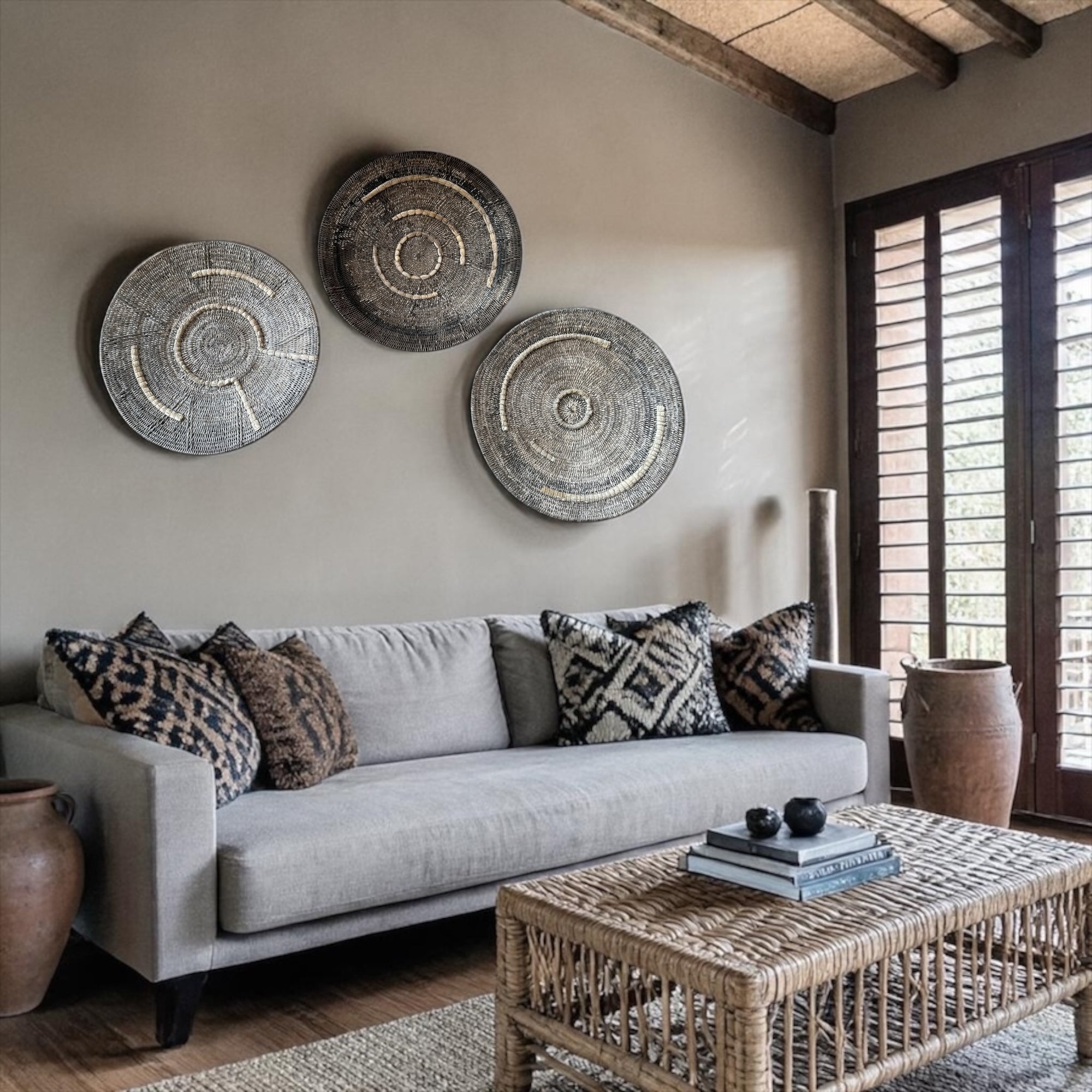 Vintage Makenge Baskets  - 3 piece set 45-50cm