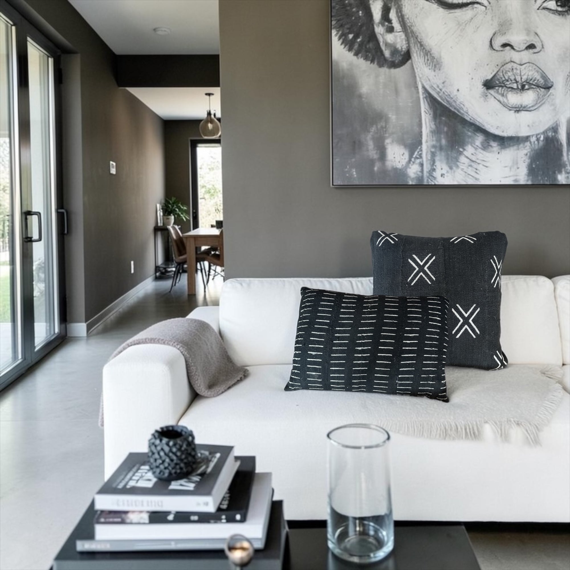African Mudcloth Cushion/Scatters - Black 60x60cm