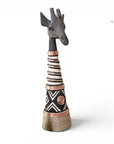 Beaded Wooden Giraffe Statue - Black/Ethnic Copper Range