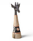 Beaded Wooden Giraffe Statue - Black/Ethnic Copper Range