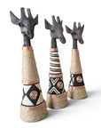 Beaded Wooden Giraffe Statue - Black/Ethnic Copper Range