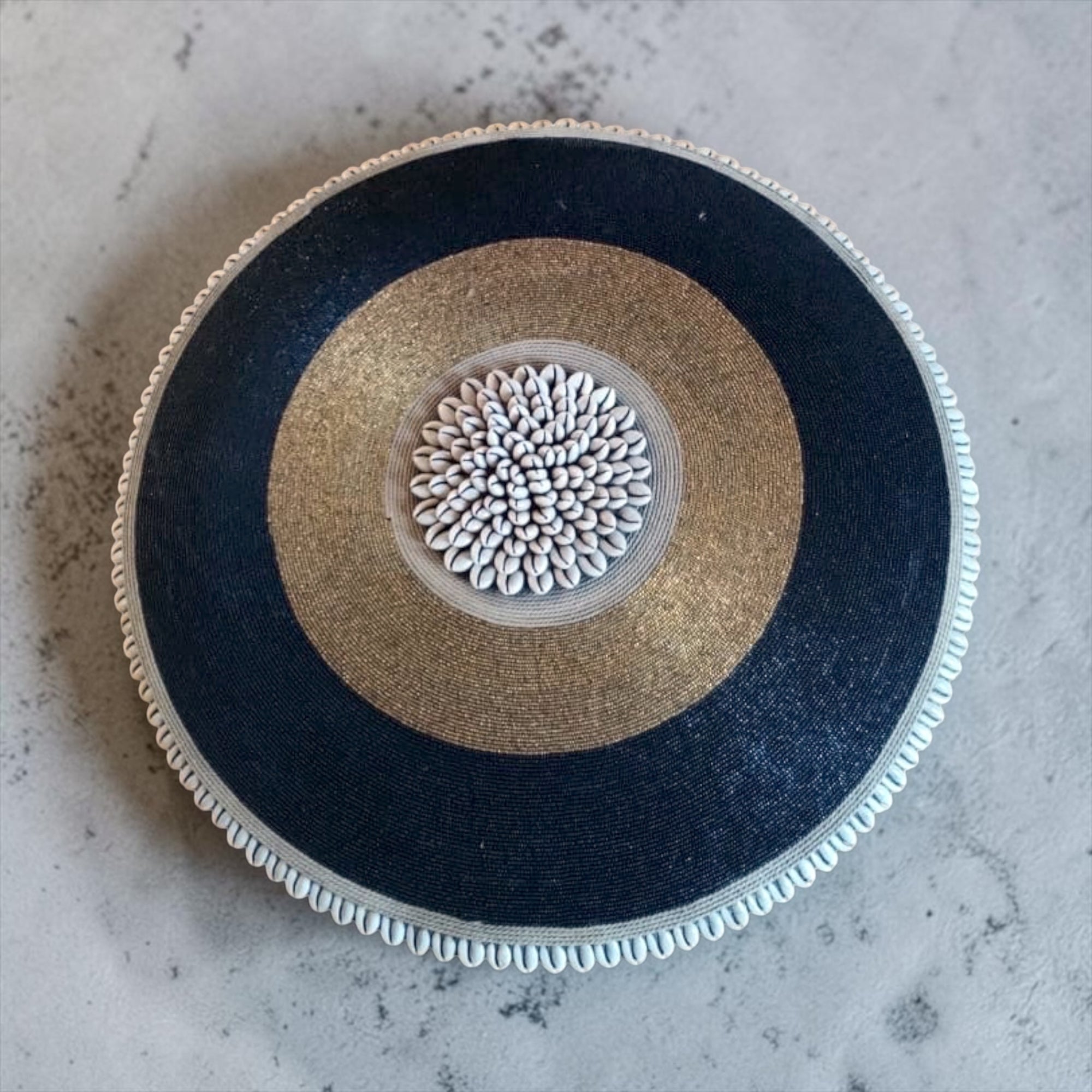 African Beaded Shield - Black/Gold
