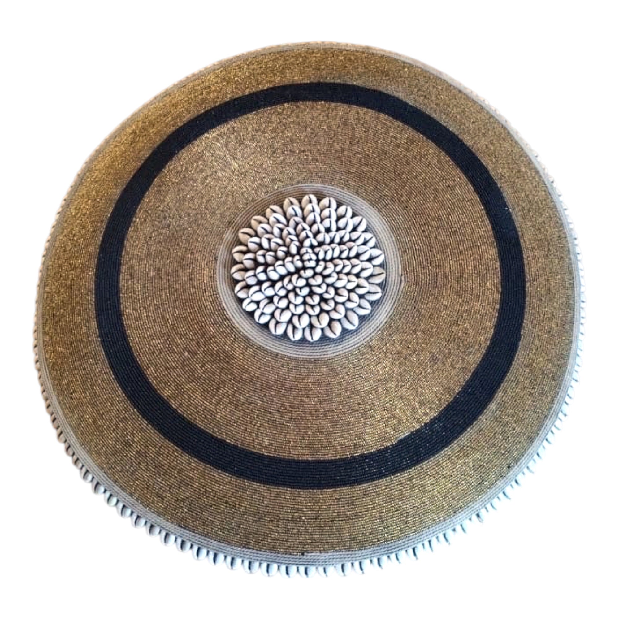 African Beaded Shield - Gold/Black