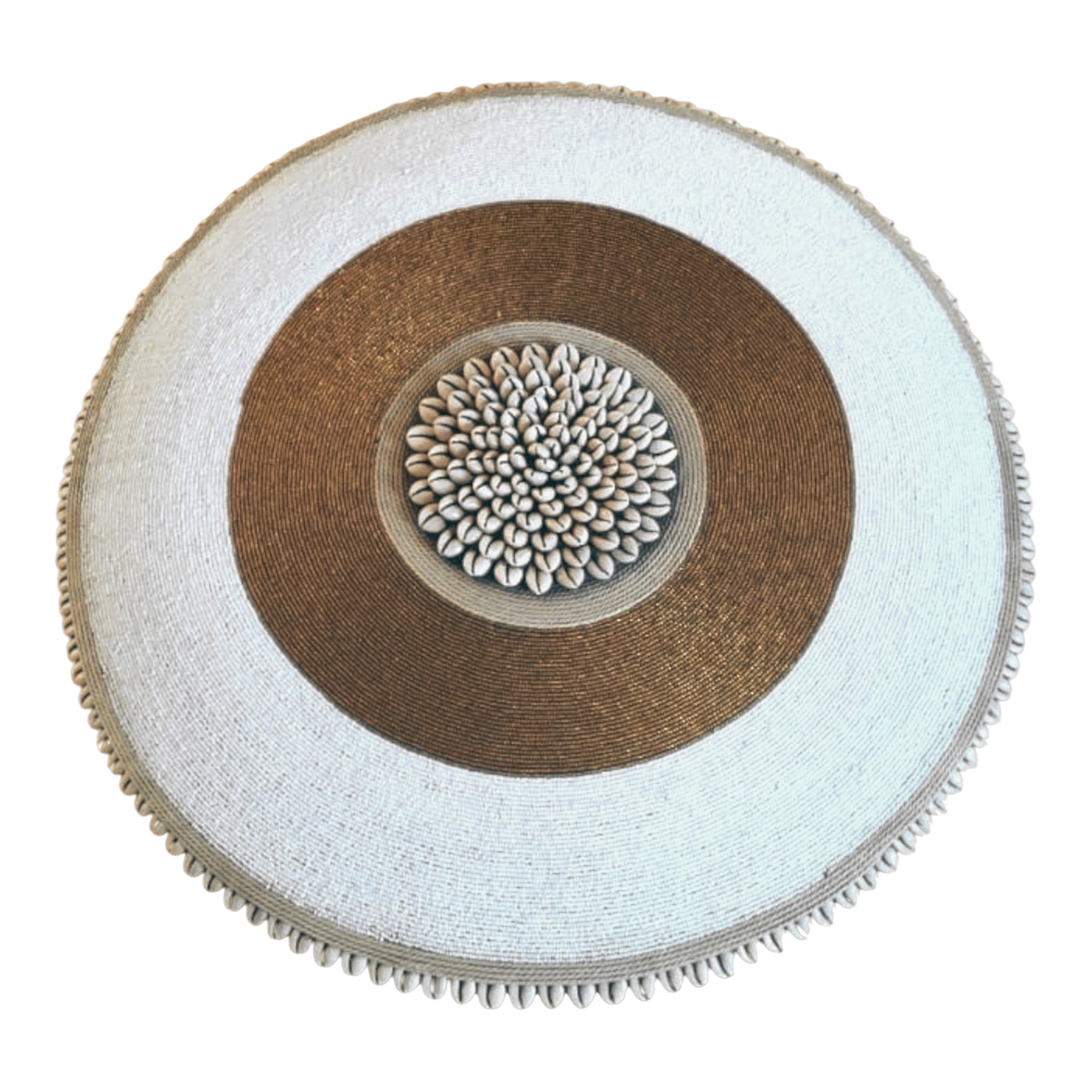 African Beaded Shield - White / Gold