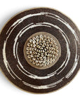 African Beaded Shields - 3 Piece Set - Brown/White Mesh