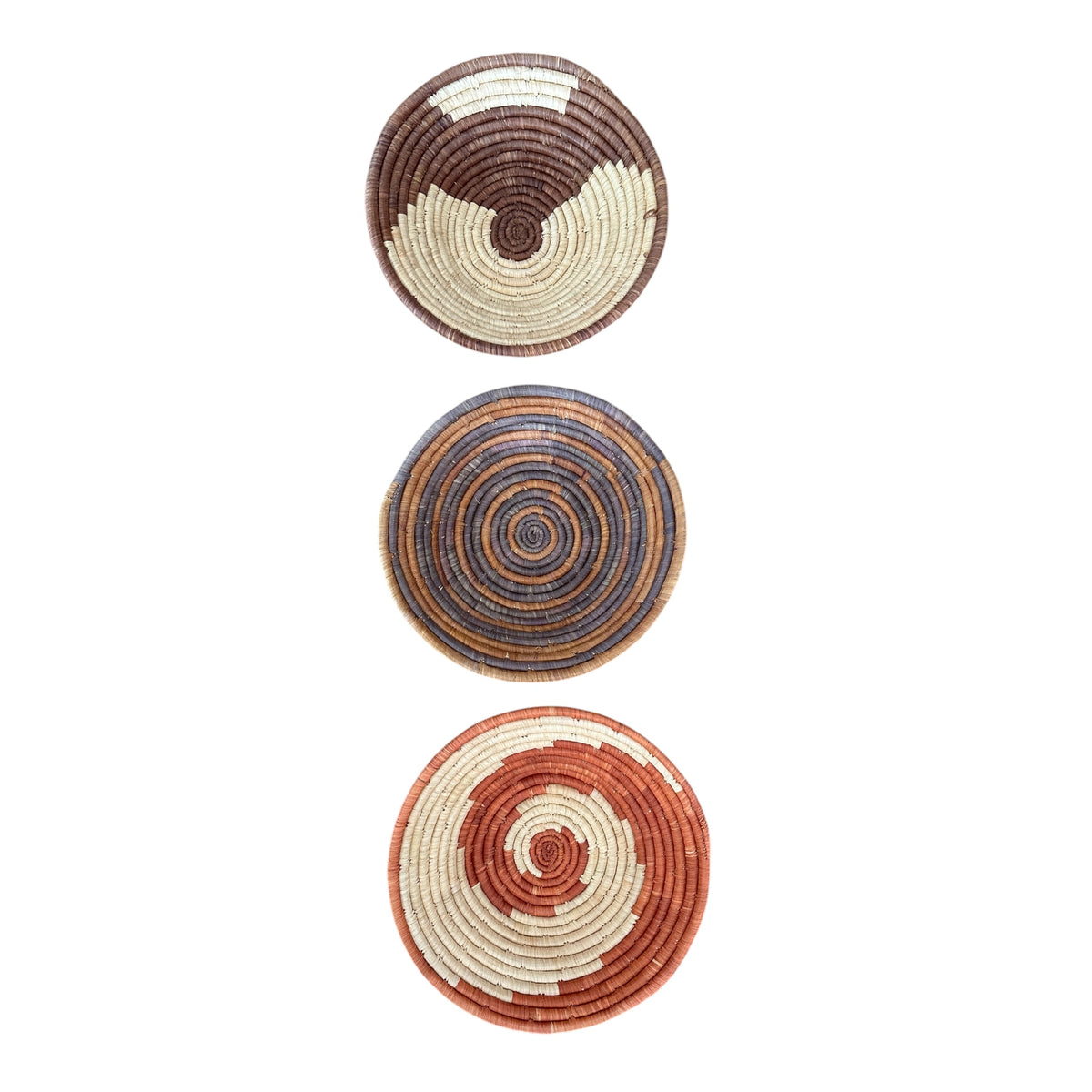 Rwanda Basket Wall Decor Set - 3 Piece Rustic Naturals (Sisal Imported)