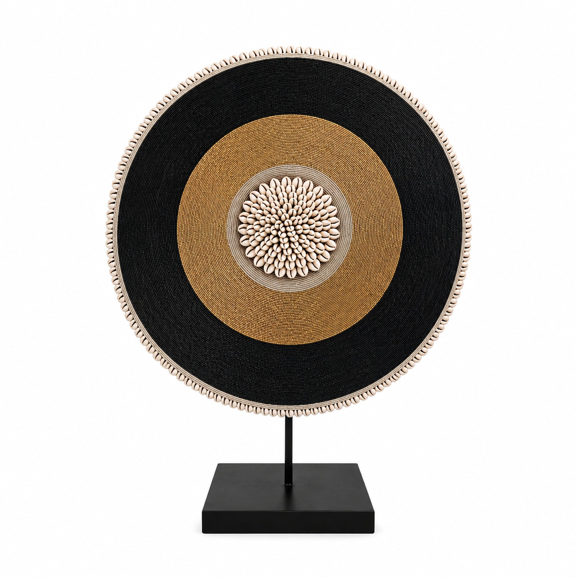 African Beaded Shield - Black/Gold