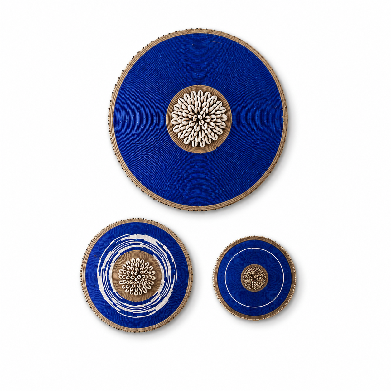African Beaded Shields - 3 Piece set - A touch of African Blues