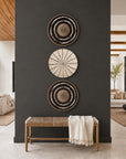 African Beaded Shields - 3 Piece Set - Brown/White Mesh