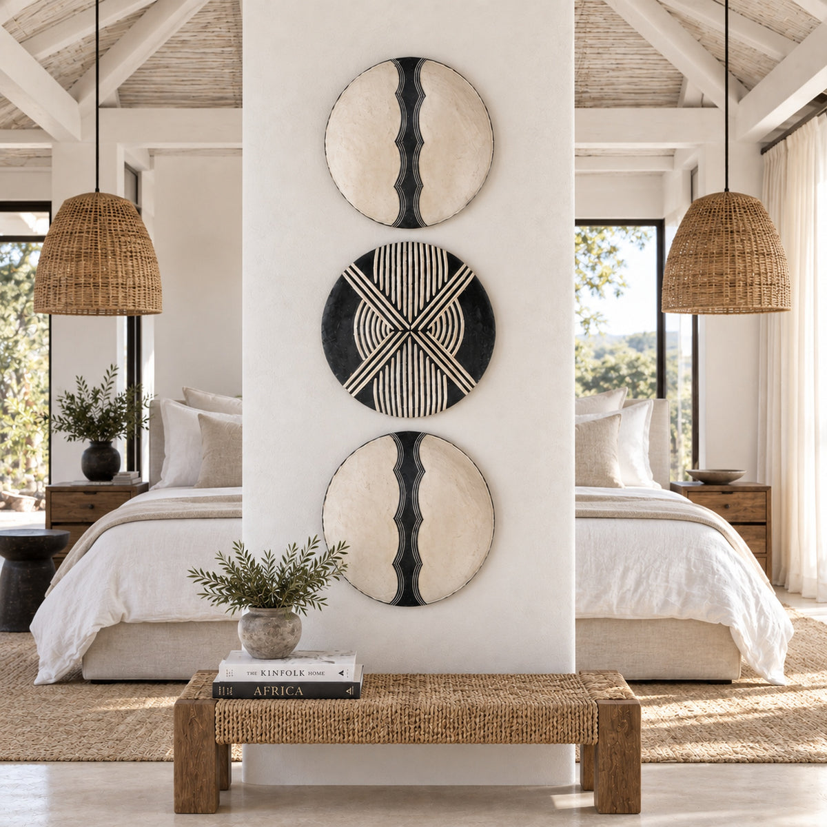 African Wooden Shields - 3 Piece Set