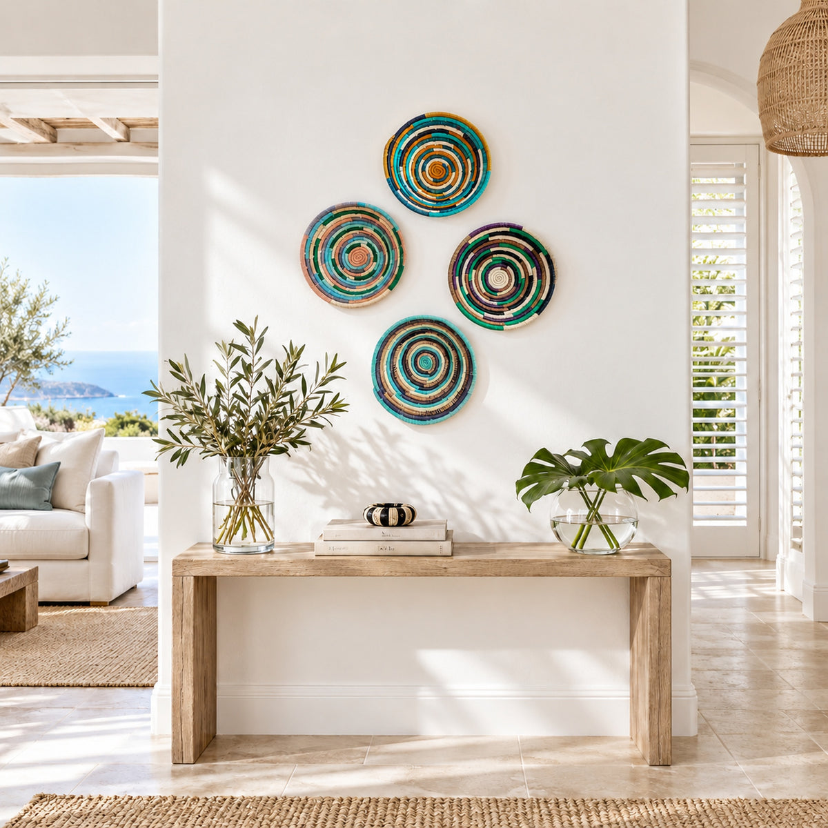 Rwanda Basket Wall Decor Set - 4 Piece Mix (Sisal Imported)