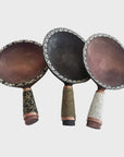 African Beaded Wooden Snack Bowls/Decorative - White Beading