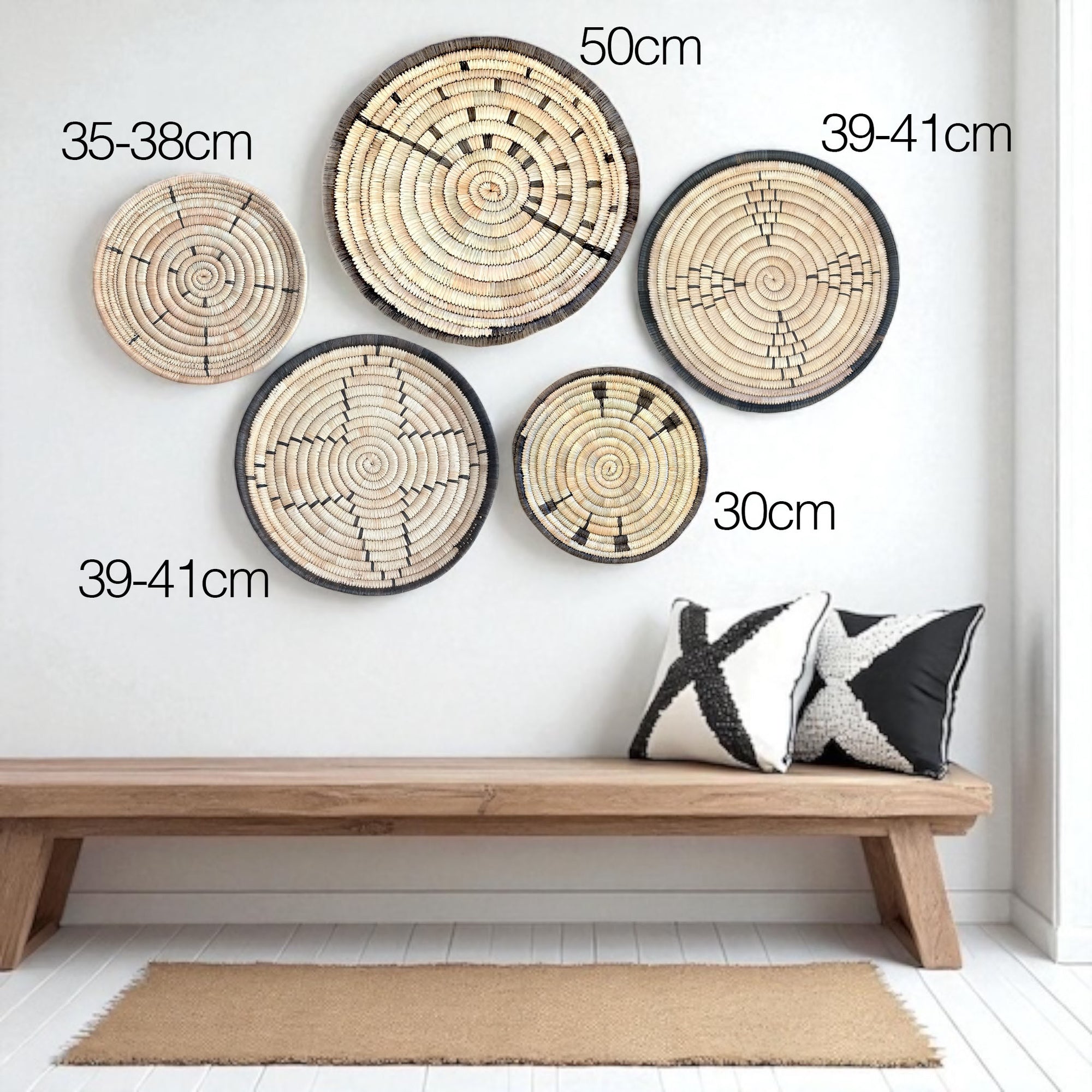 Malawi Basket Wall Decor Set - 5 Piece - Black / Natural