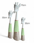 Beaded Wooden Giraffe Statue - Natural/Green Beads