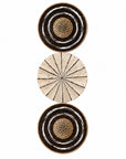 African Beaded Shields - 3 Piece Set - Brown/White Mesh