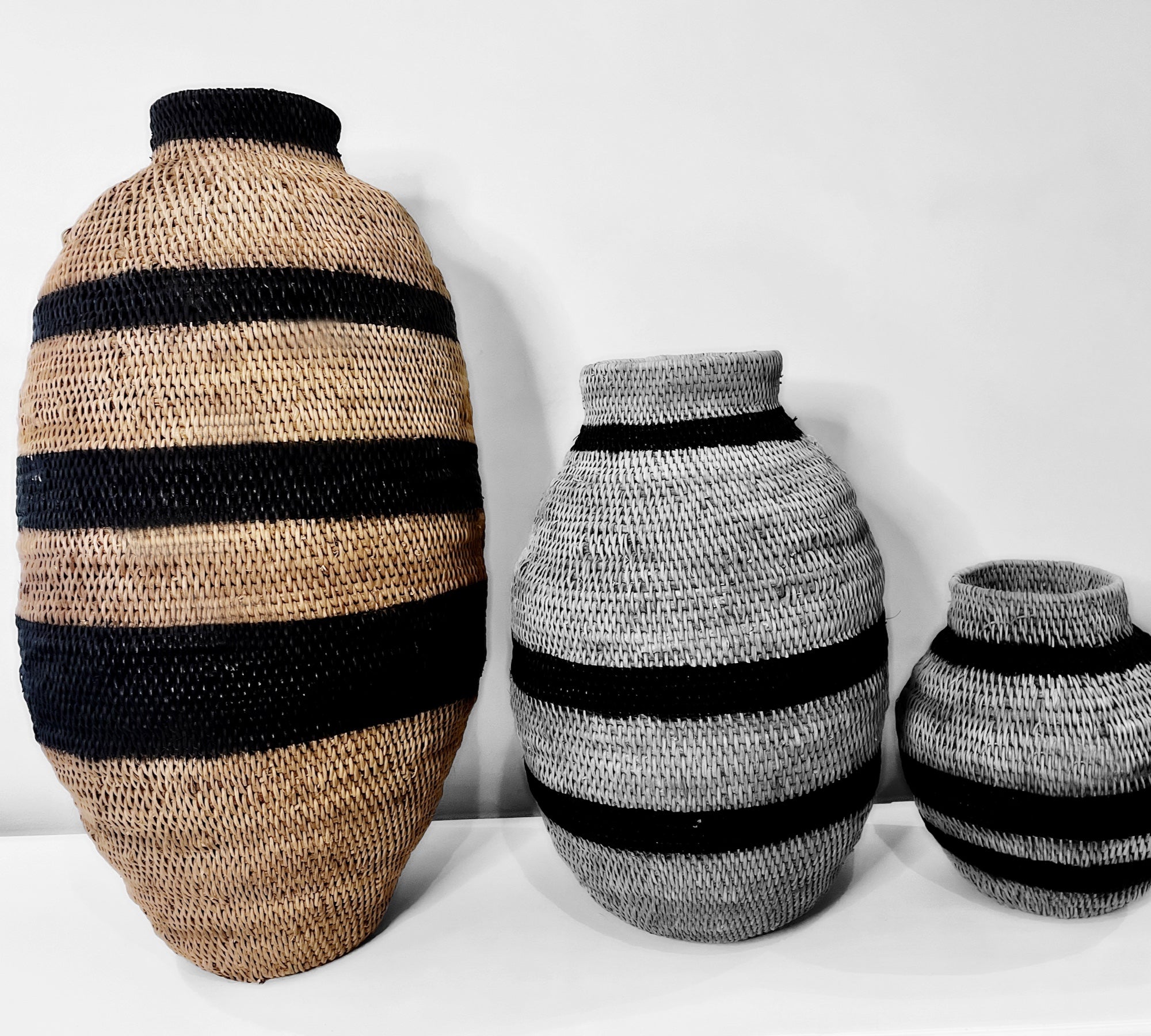 Buhera Baskets - Black Stripe - eyahomeliving