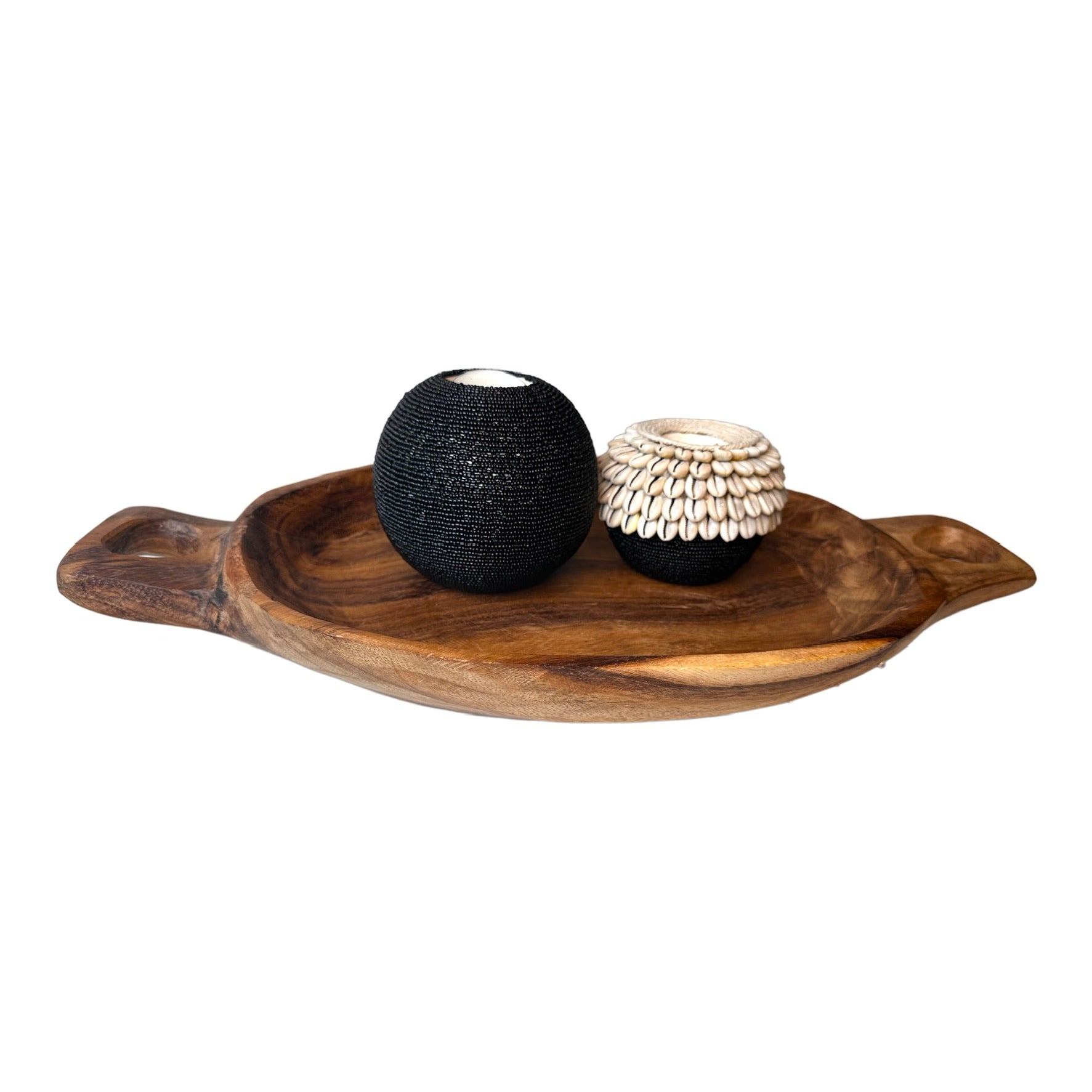 NEW -  SHELL / Beaded Tea Lights - Black - eyahomeliving