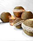 NEW -  SHELL / Beaded Tea Lights - GOLD - eyahomeliving