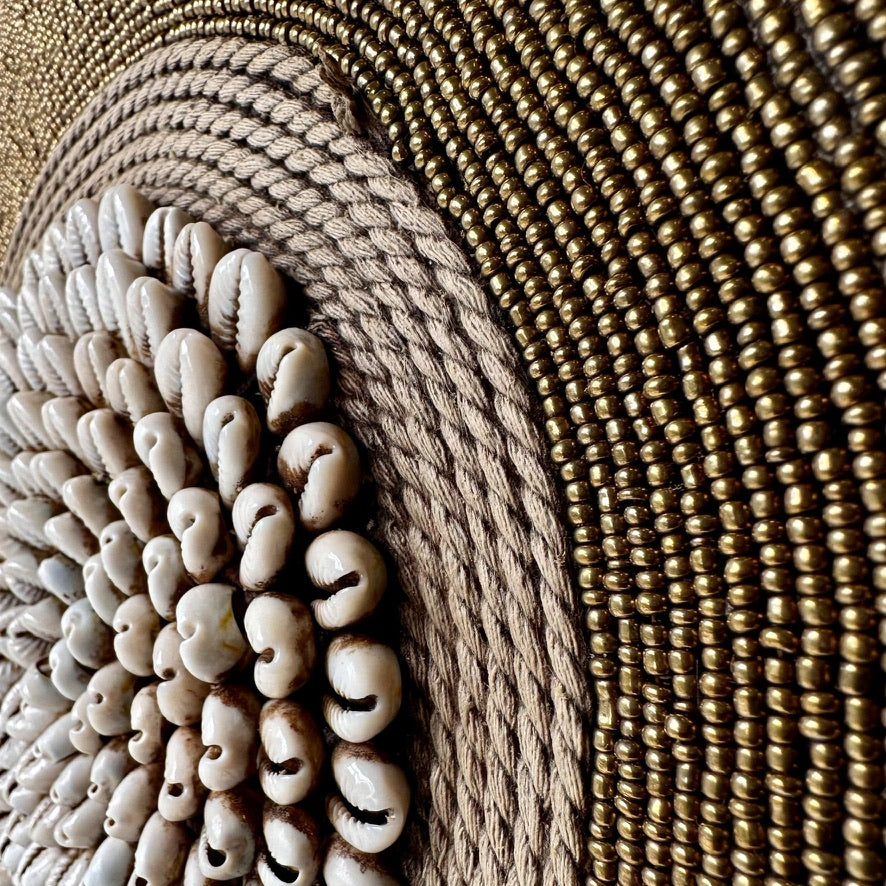 African Beaded Shield - Gold/Black/Plain - eyahomeliving