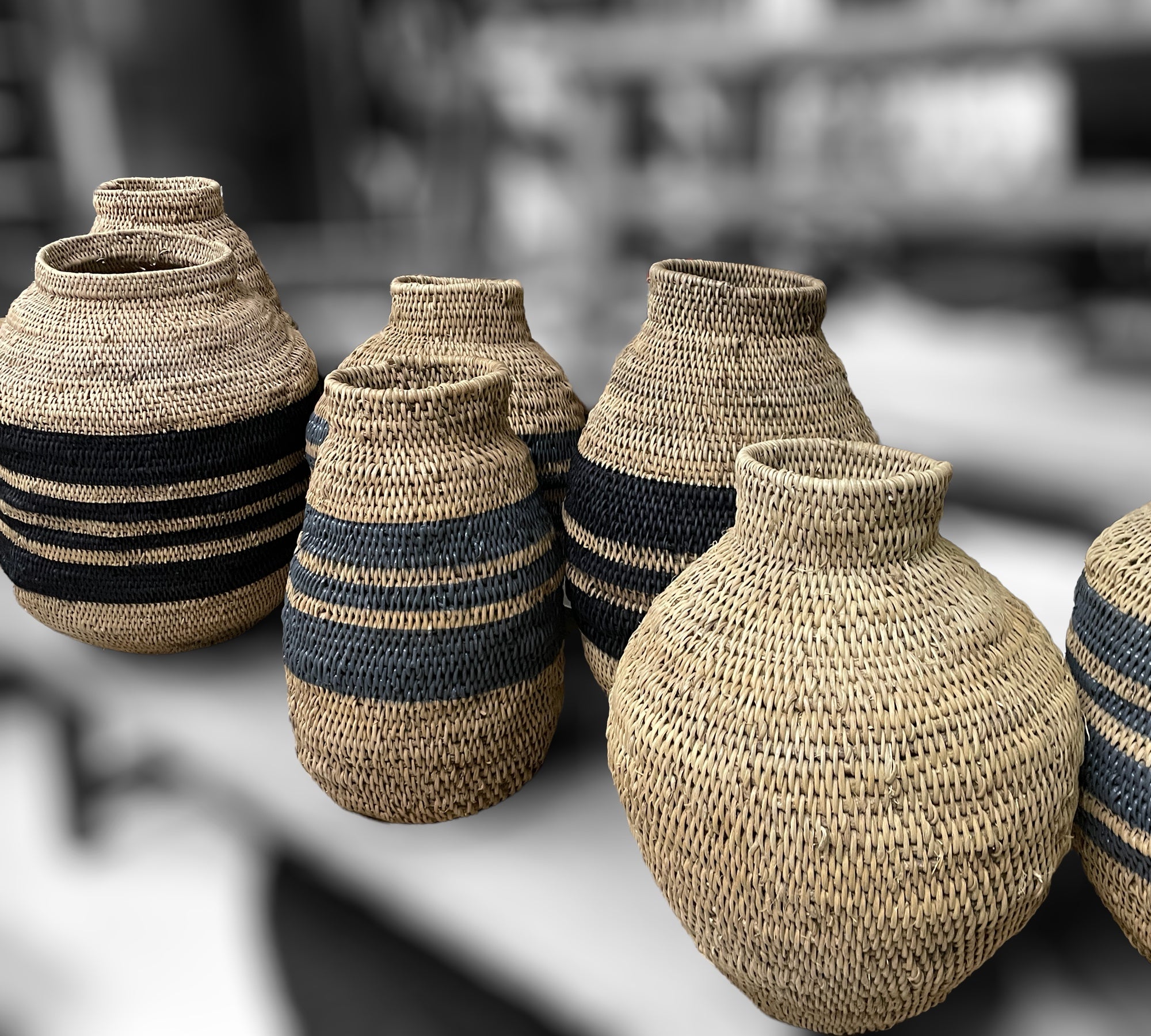 Buhera Baskets - Black Stripe - eyahomeliving