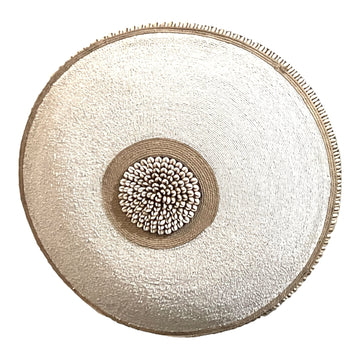 African Beaded Shield - White - eyahomeliving