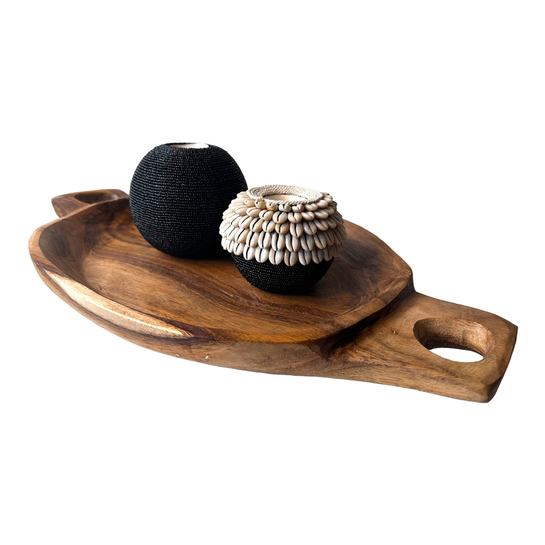 NEW -  SHELL / Beaded Tea Lights - Black - eyahomeliving