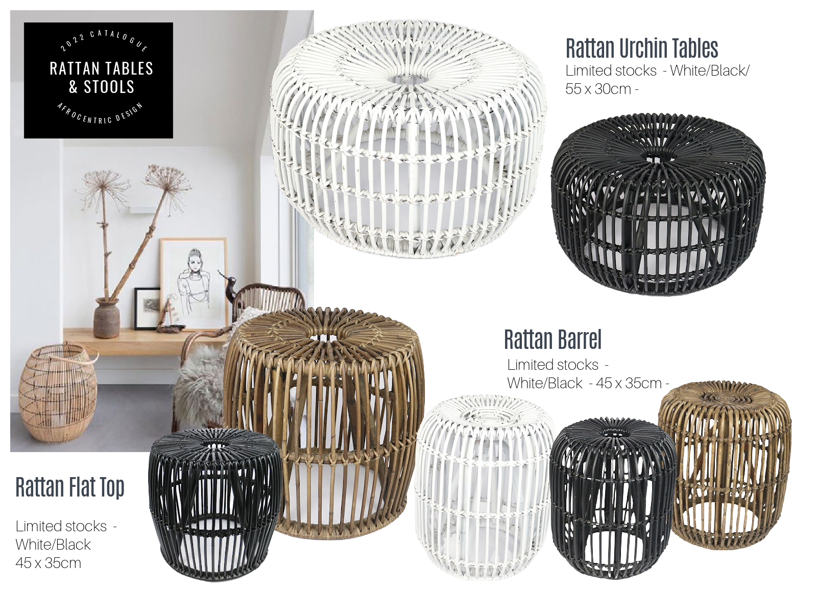 Rattan Side Tables - eyahomeliving