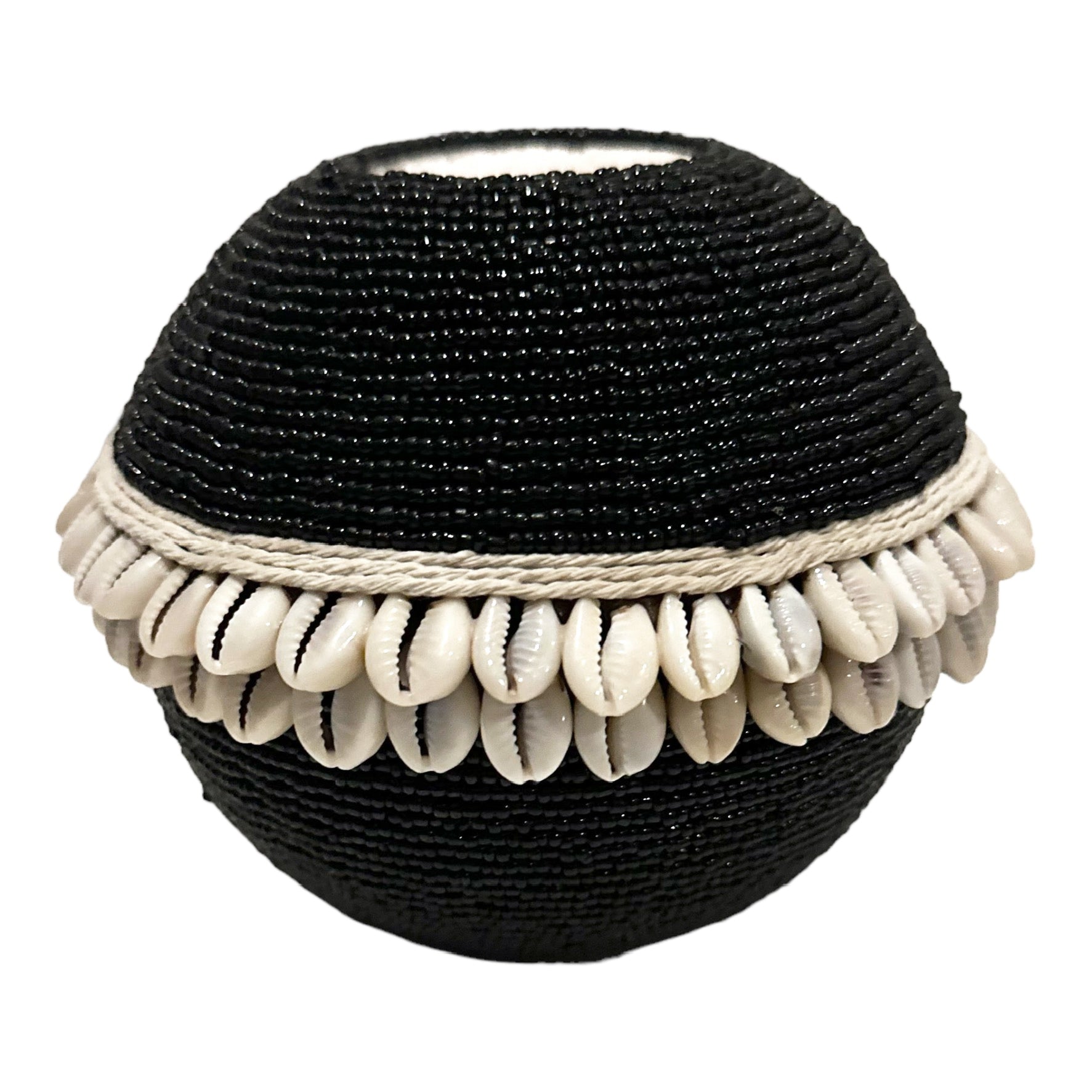 NEW -  SHELL / Beaded Tea Lights - Black - eyahomeliving