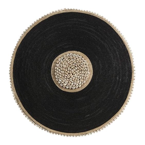 African Beaded Shield - Black - eyahomeliving