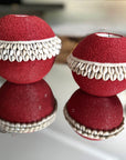 Beaded/Shell Tea Lights - RED - eyahomeliving