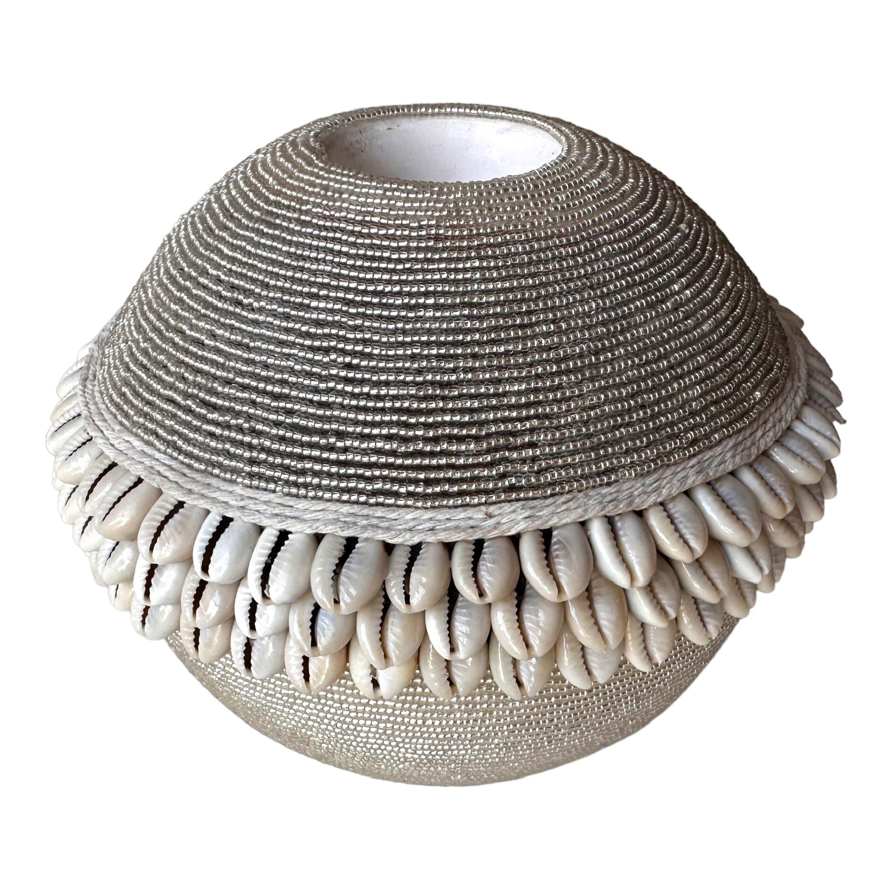 NEW - SHELL / Beaded Tea Lights - SILVER - eyahomeliving