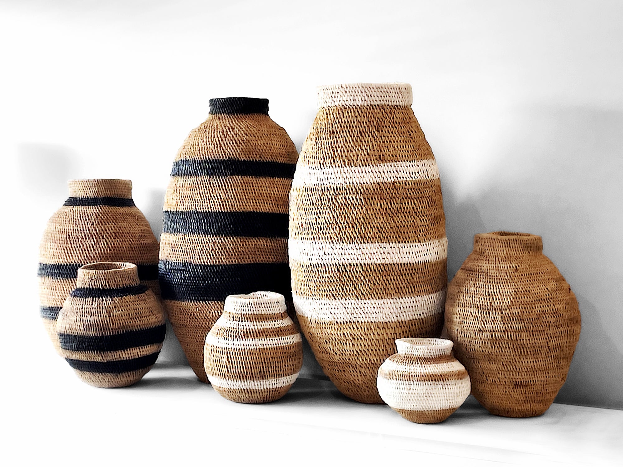 Buhera Baskets - Black Stripe - eyahomeliving