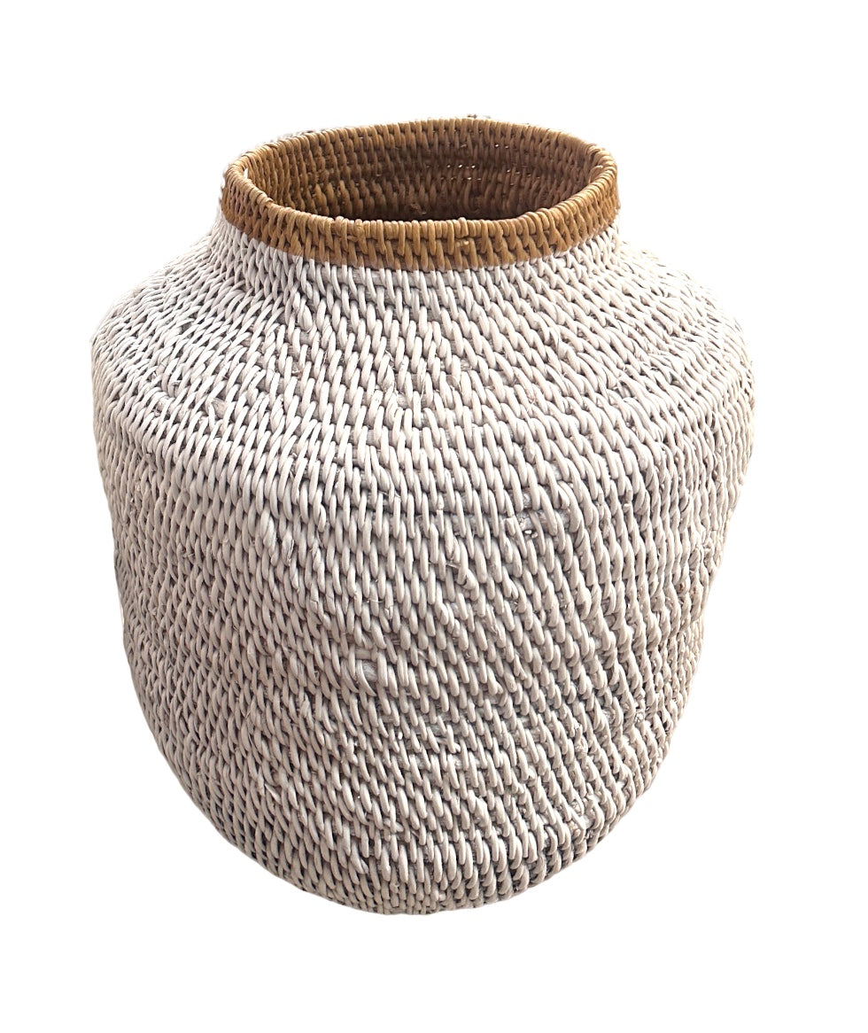 Buhera Baskets - White Stripe - eyahomeliving