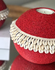 Beaded/Shell Tea Lights - RED - eyahomeliving