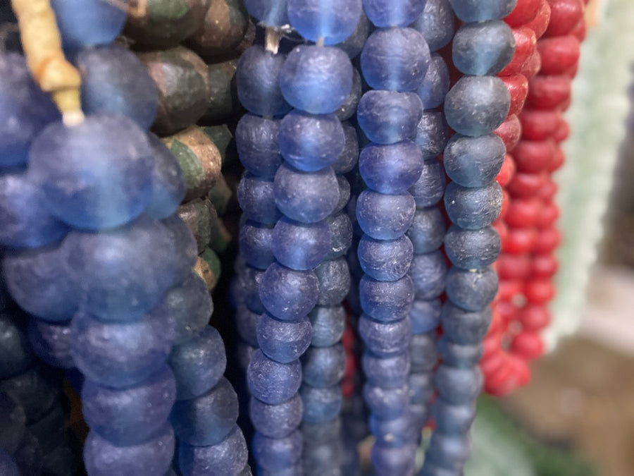 Ghanaian Glass Beads - Royal Blue - eyahomeliving