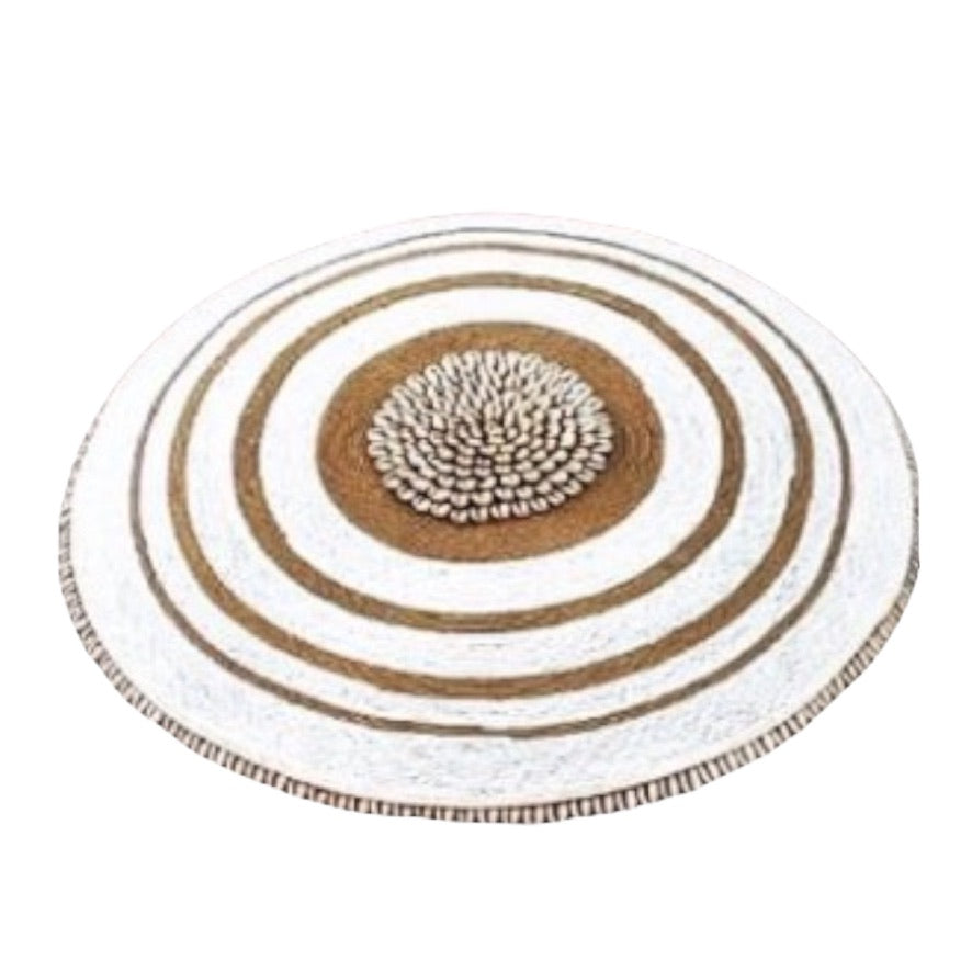 African Beaded Shield - Gold &amp; White Stripe