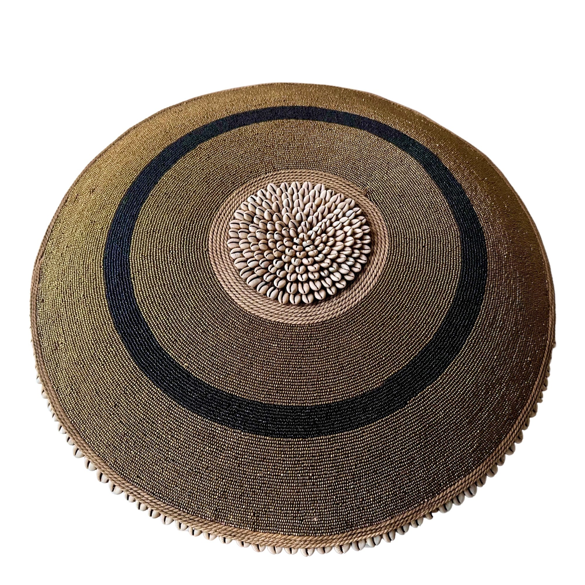 African Beaded Shield - Gold/Black/Plain - eyahomeliving