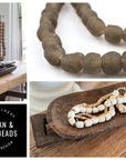 Ghanaian Glass Beads Imported - Mocha Brown - eyahomeliving