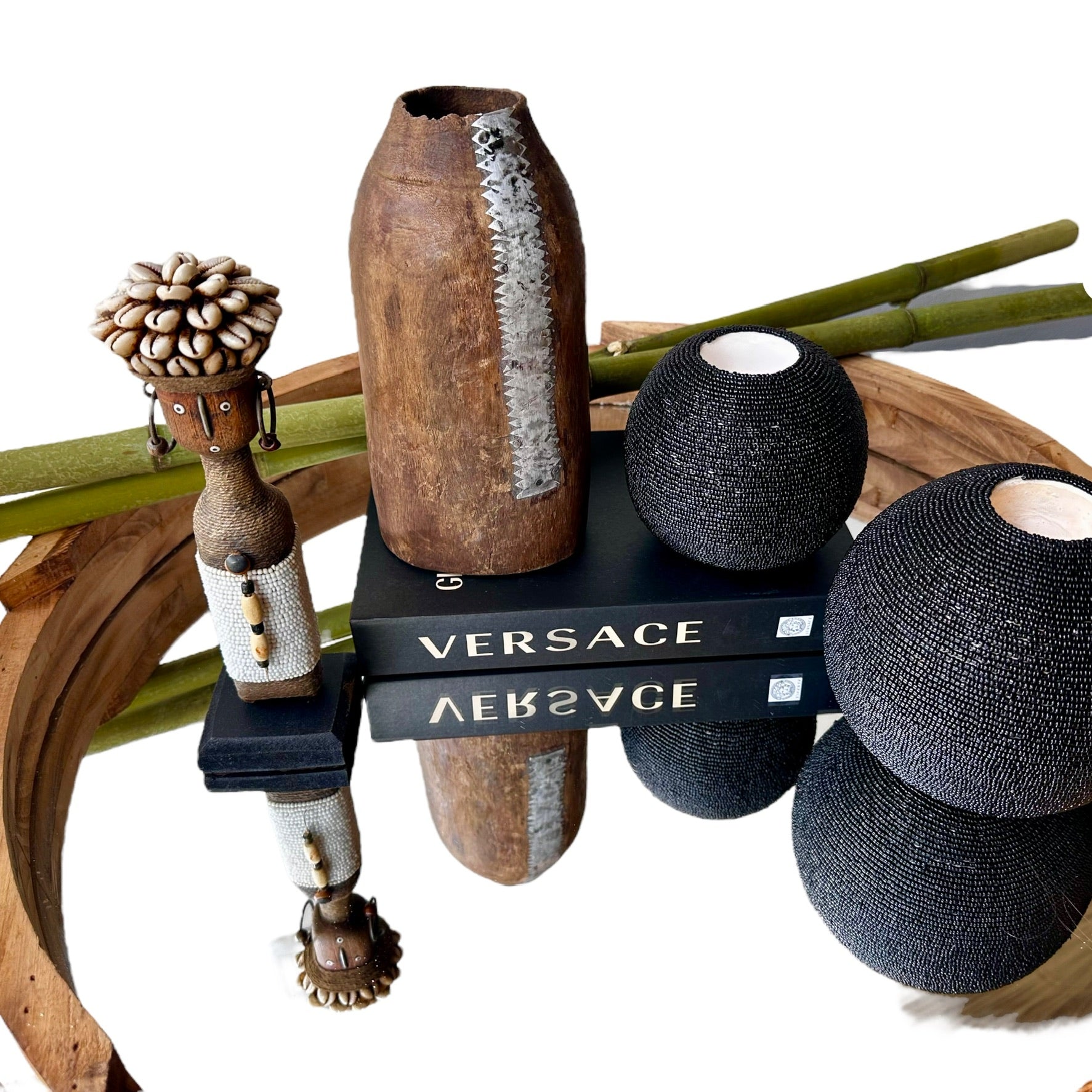 NEW -  Beaded Tea Lights - Black - eyahomeliving