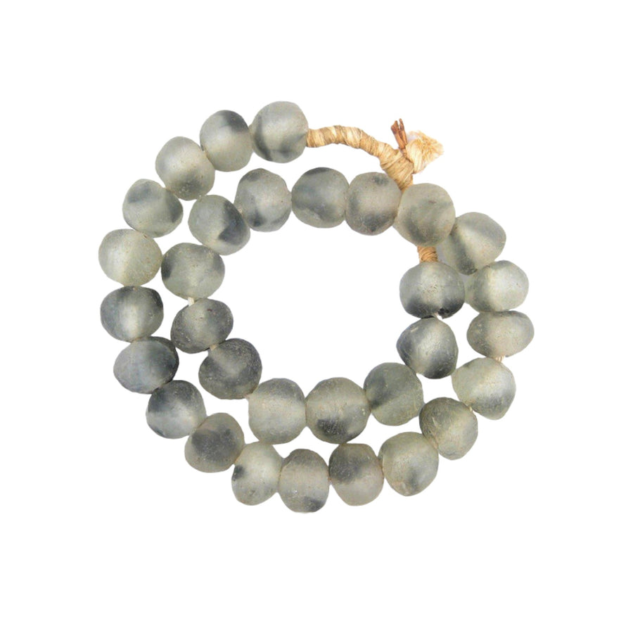 Ghanaian Glass Beads Imported - Muddy Grey Swirl - eyahomeliving