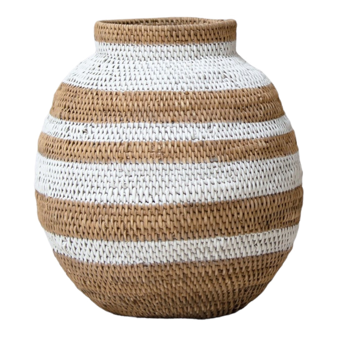 Buhera Baskets - White Stripe - eyahomeliving