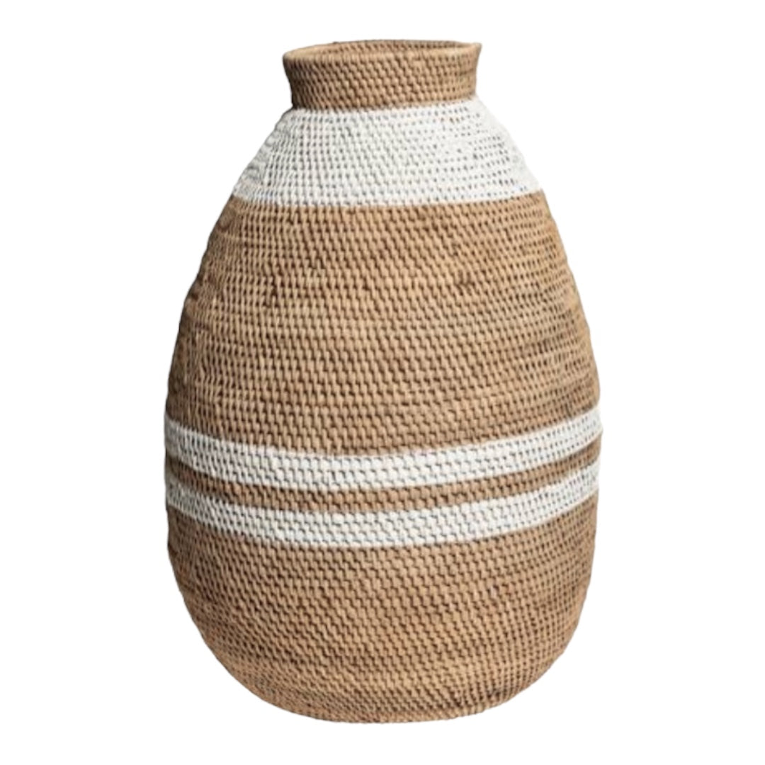 Buhera Baskets - White Stripe - eyahomeliving