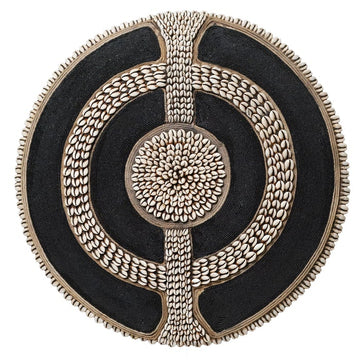 African Beaded Shield - Cowrie Shell - Black - eyahomeliving
