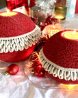 Beaded/Shell Tea Lights - RED - eyahomeliving