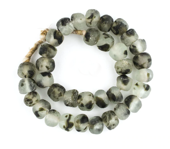 Ghanaian Glass Beads Imported - Camouflage Green - eyahomeliving