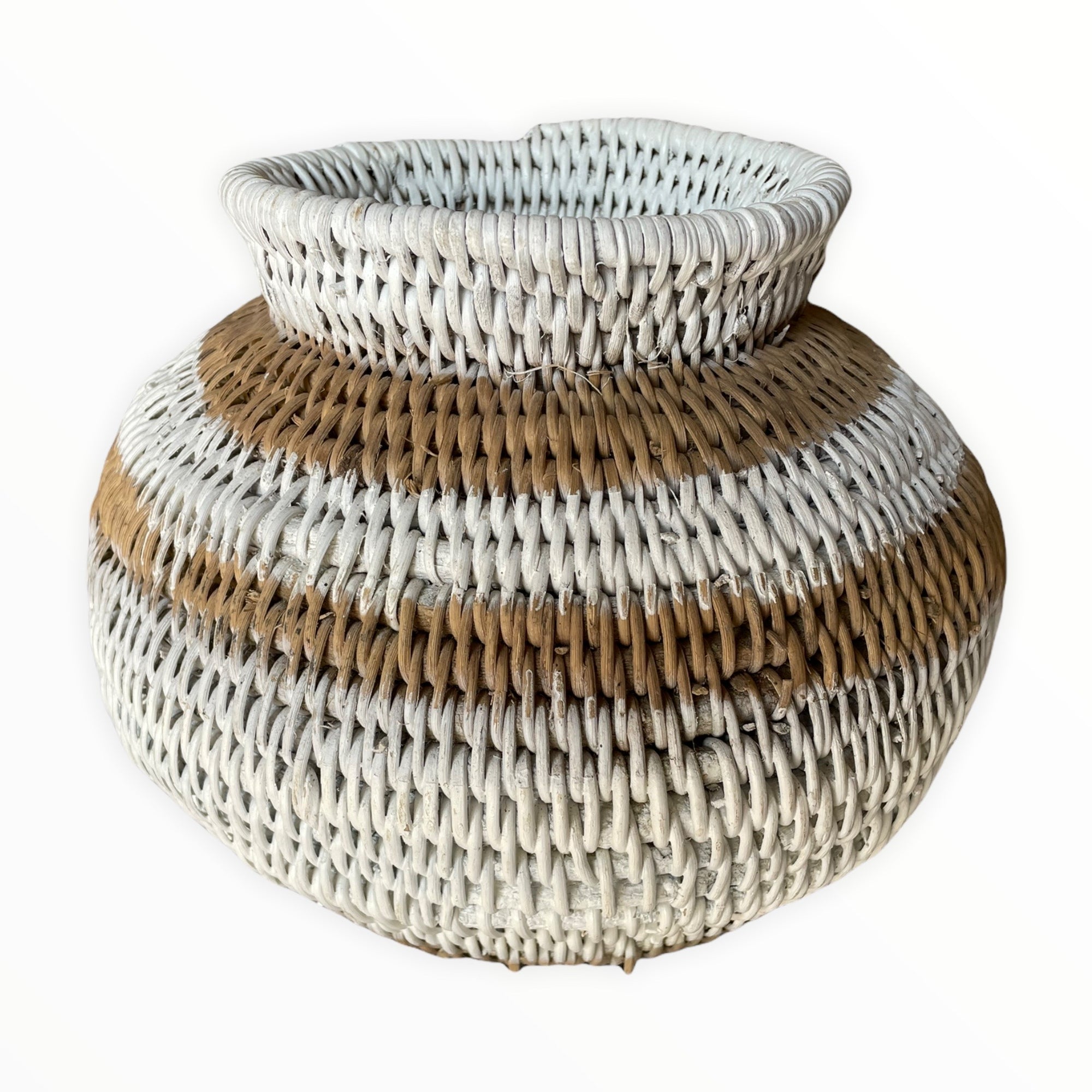 Buhera Baskets - White Stripe - eyahomeliving