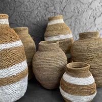 Buhera Baskets - White Stripe - eyahomeliving
