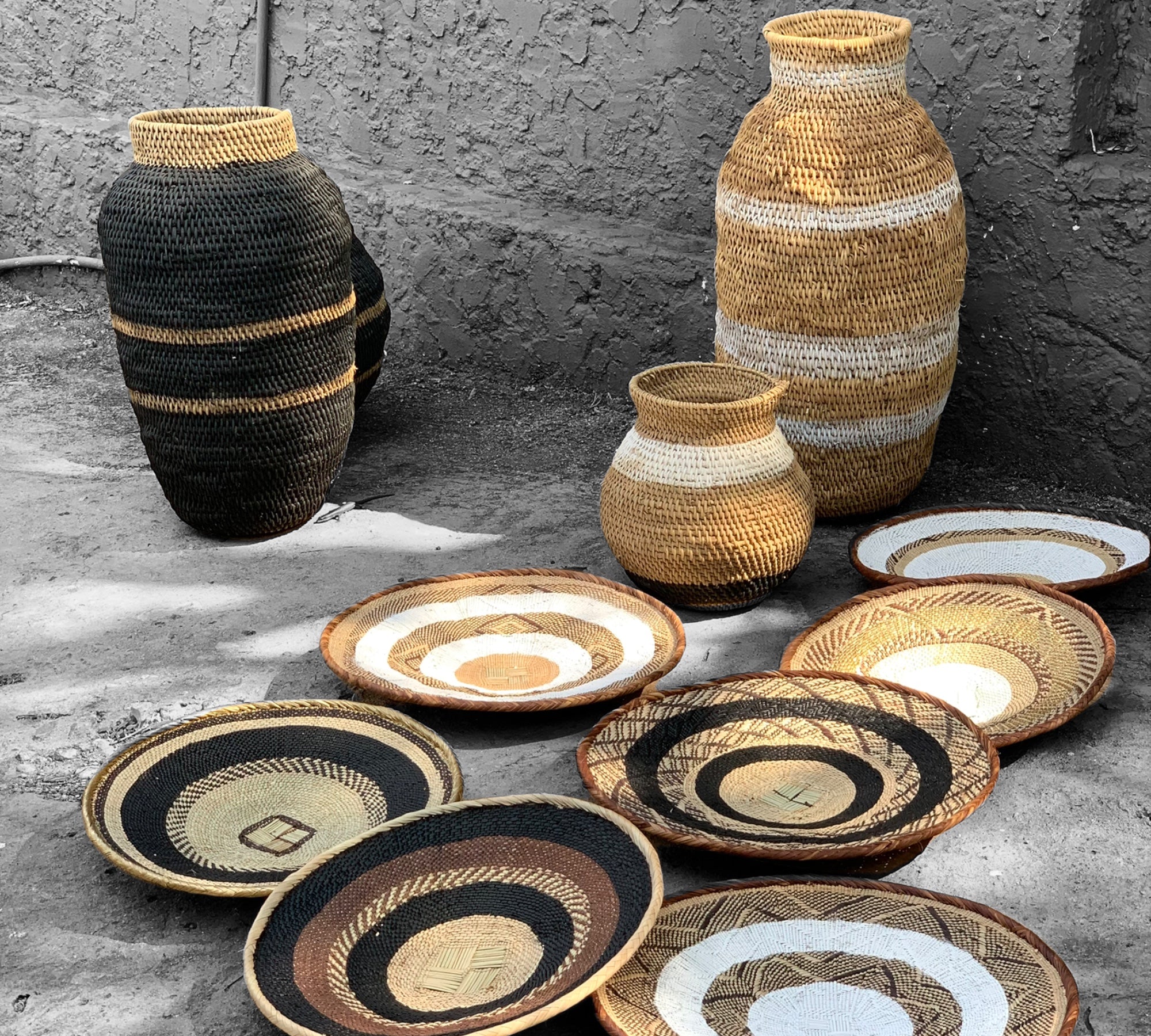 Buhera Baskets - Black Stripe - eyahomeliving